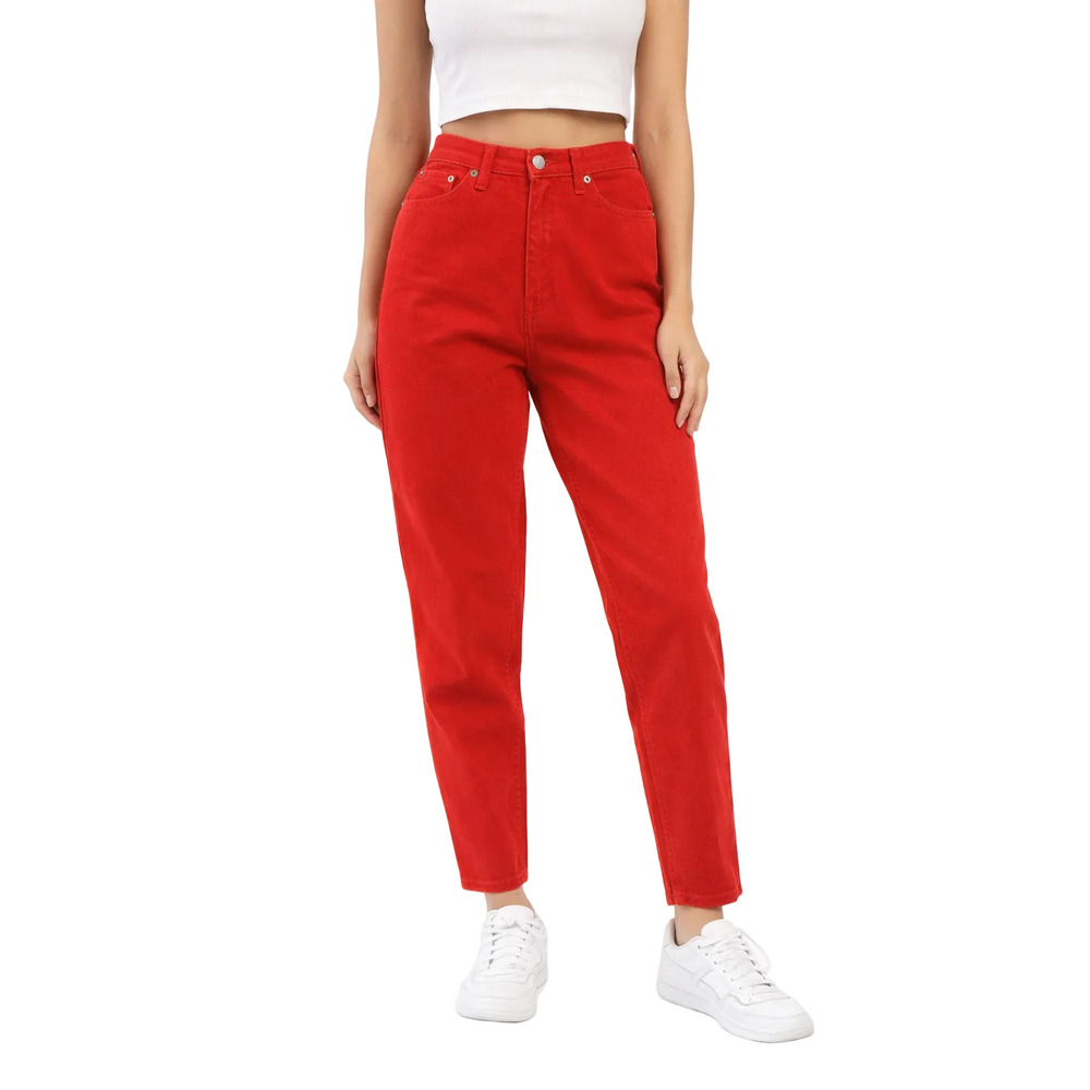 Vintage 90s Women's 32x30 Faded Glory Red Jeans High Waist Tapered Mom Denim